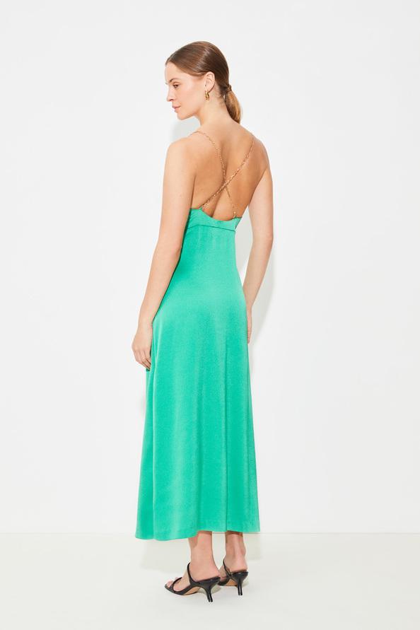 Suncoo Cyrille Robe Longue Satinée à Chaine