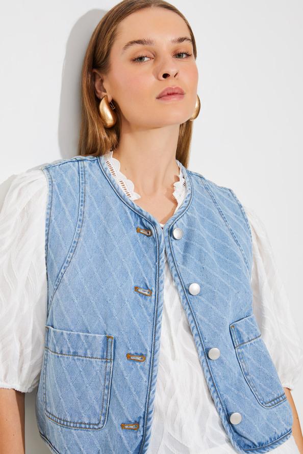 Suncoo Dakota Veste Courte En Denim Jacquard
