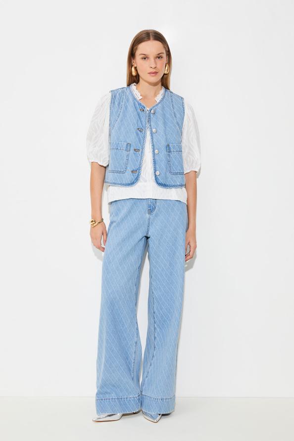 suncoo Dakota Veste courte en denim jacquard