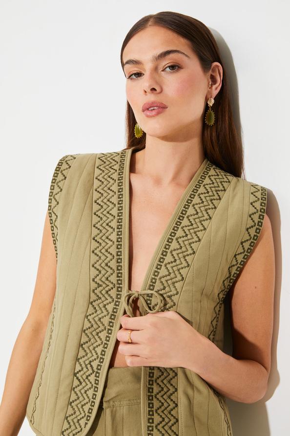 Suncoo Diamond Veste Sans Manches Détails Brodés