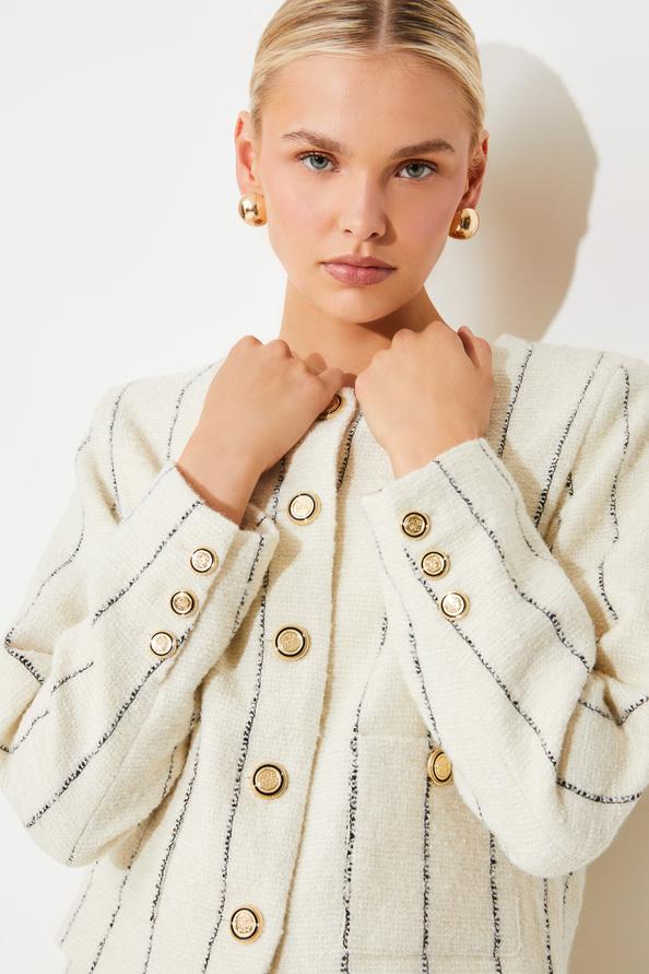 Suncoo Diane Veste Rayée En Tweed