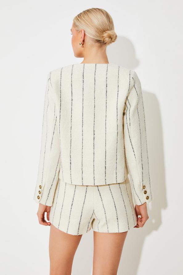 Suncoo Diane Veste Rayée En Tweed