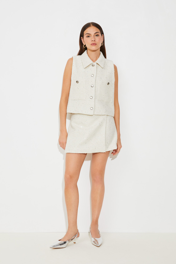 suncoo Dina Veste sans manches en tweed et sequins