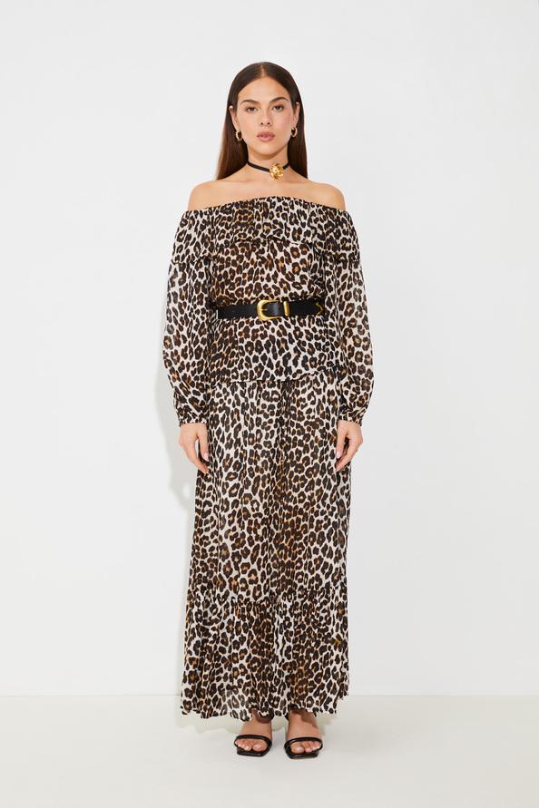 suncoo Fado Jupe longue à imprimé léopard