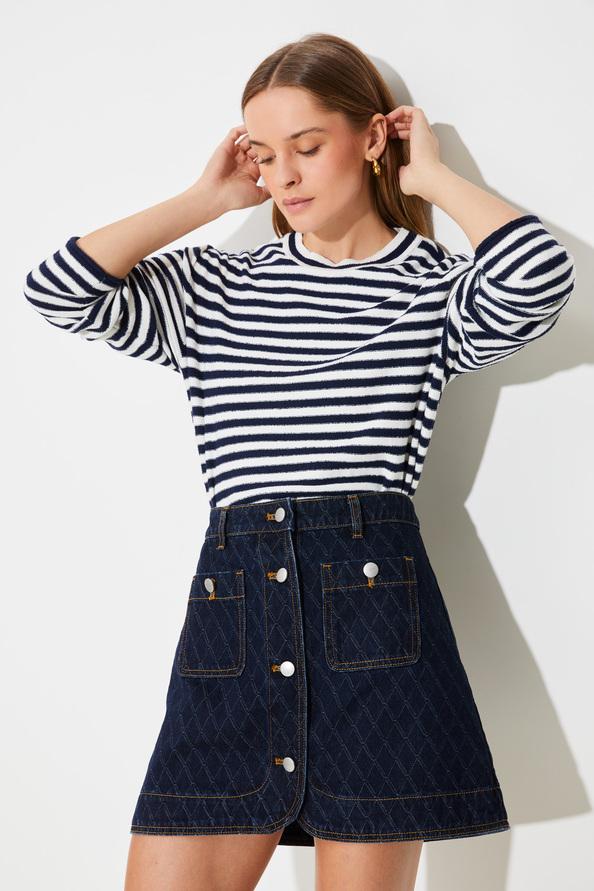 Suncoo Fanja Jupe Courte En Denim Jacquard