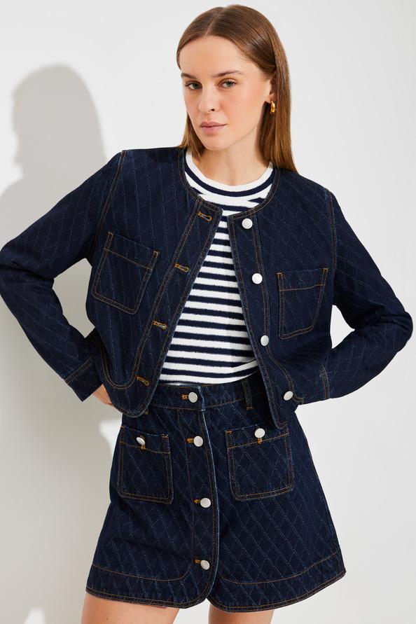 Suncoo Fanja Jupe Courte En Denim Jacquard