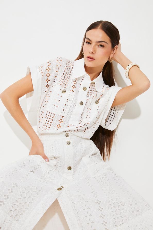 Suncoo First Jupe Midi à Broderie Anglaise