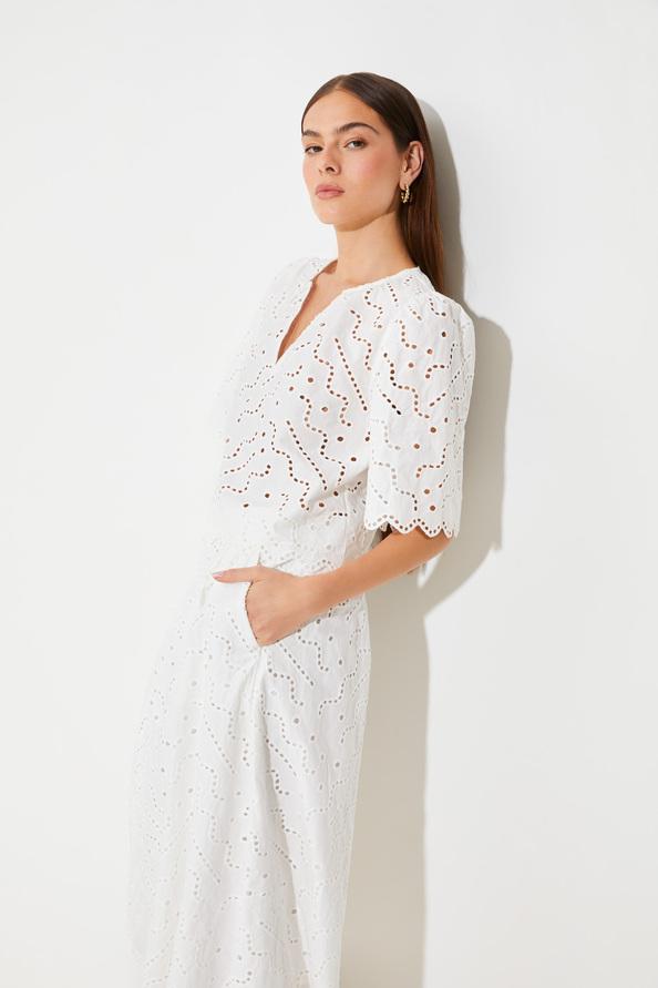 Suncoo Flavie Jupe à Broderie Anglaise