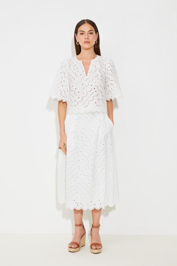 suncoo Flavie Jupe à broderie anglaise