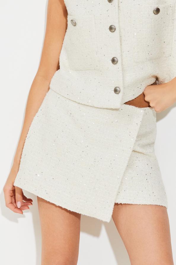 Suncoo Follow Jupe Short En Tweed Et Sequins