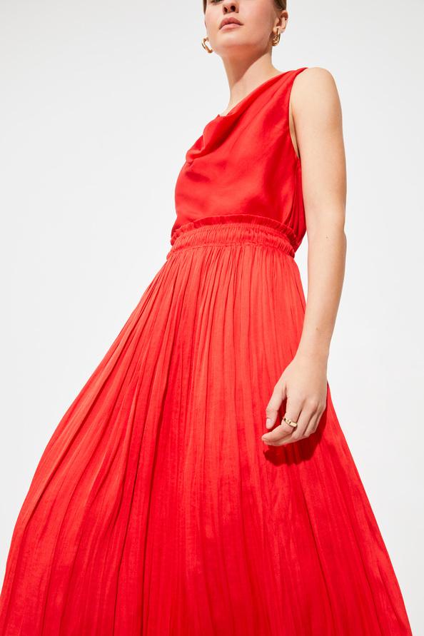 Suncoo Fun Jupe Midi Plissée En Satin