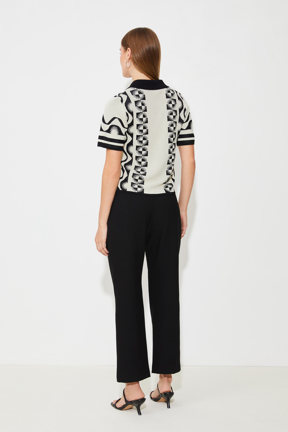 Suncoo Gabera Pull Polo En Jacquard Noir Et Blanc