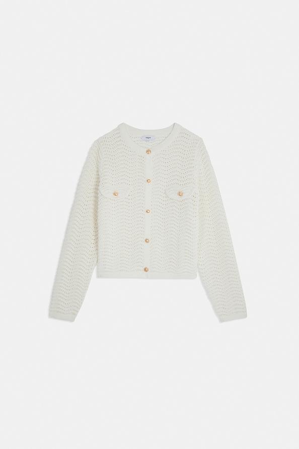 suncoo Giany Gilet fantaisie blanc à boutons dorés