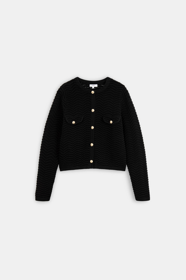 Suncoo Giany Gilet Fantaisie Noir à Boutons Dorés