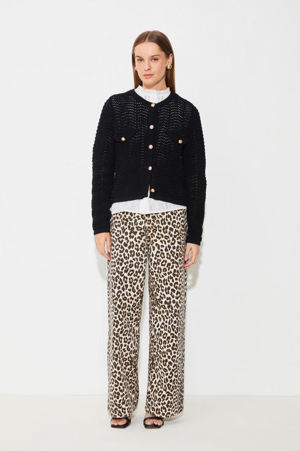 suncoo Giany Gilet fantaisie noir à boutons dorés