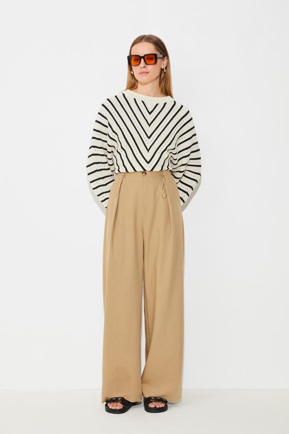 suncoo Jilian Pantalon large fluide à cordons