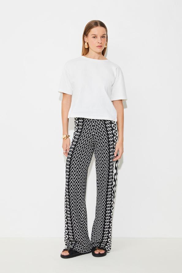 suncoo Jonas Pantalon en jacquard noir et blanc