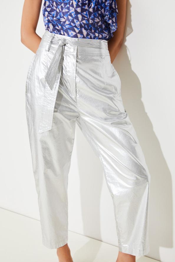 Suncoo Joris Pantalon Carotte Ceinturé Argent