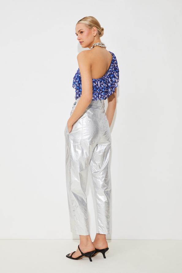 Suncoo Joris Pantalon Carotte Ceinturé Argent