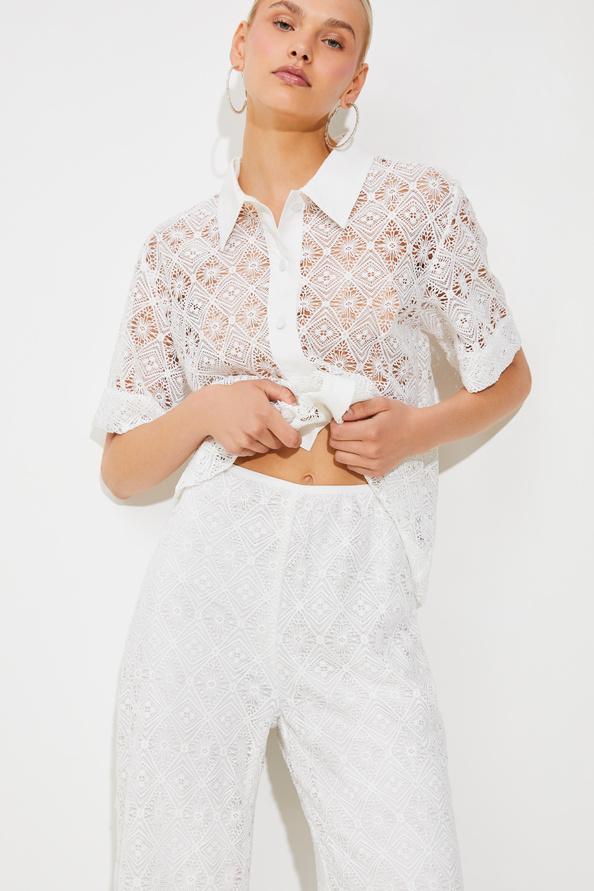 Suncoo Joyce Pantalon Large En Guipure