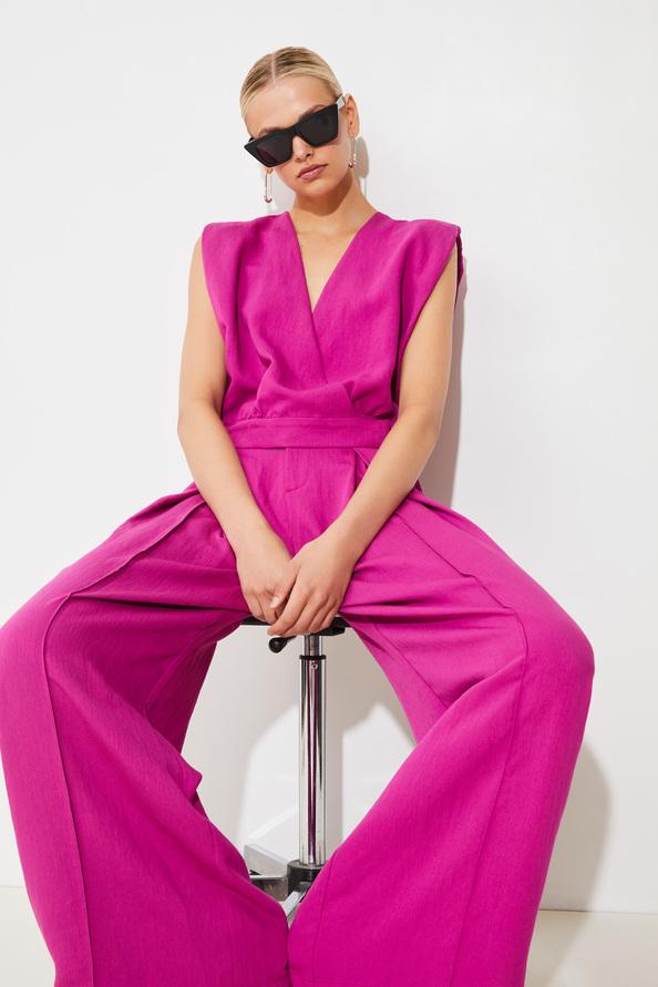 Suncoo Julio Pantalon Large Uni Taille Haute