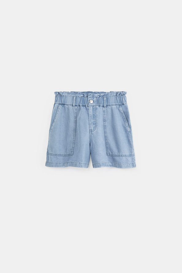 Suncoo Kiki Short Paper Bag En Denim Clair