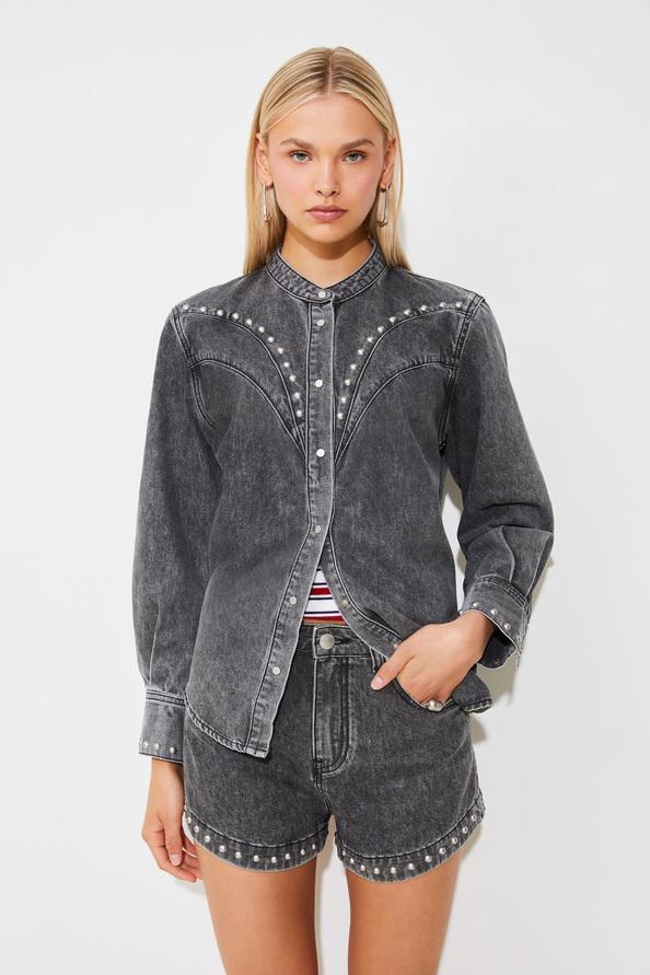 suncoo Lamber Chemise en denim cloutée