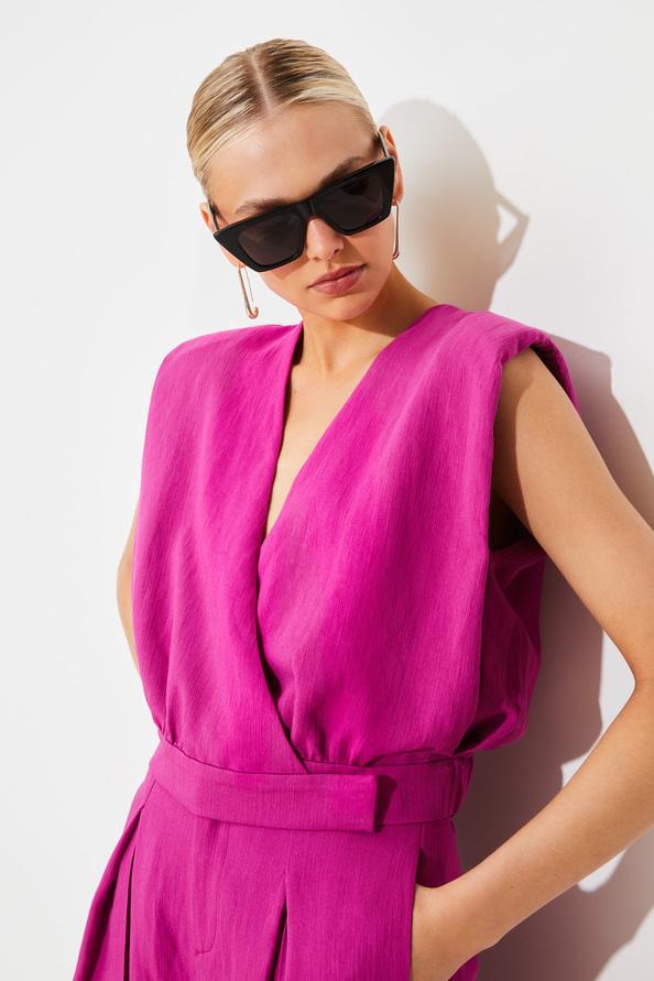 Suncoo Laos Blouse Courte Unie Cache-coeur