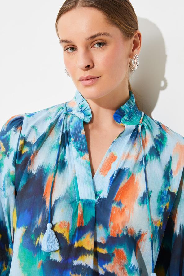 Suncoo Lassie Blouse Fluide à Imprimé Turquoise