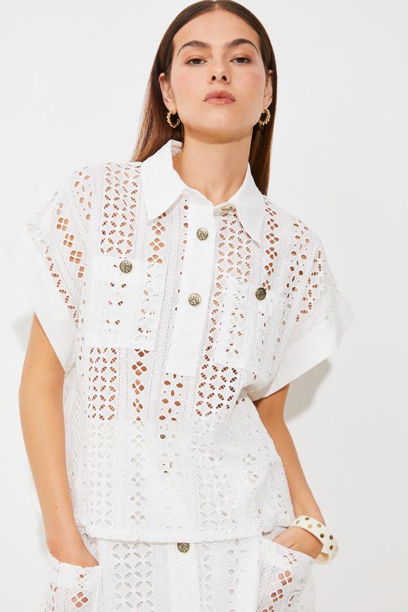 Suncoo Latinos Blouse à Broderie Anglaise