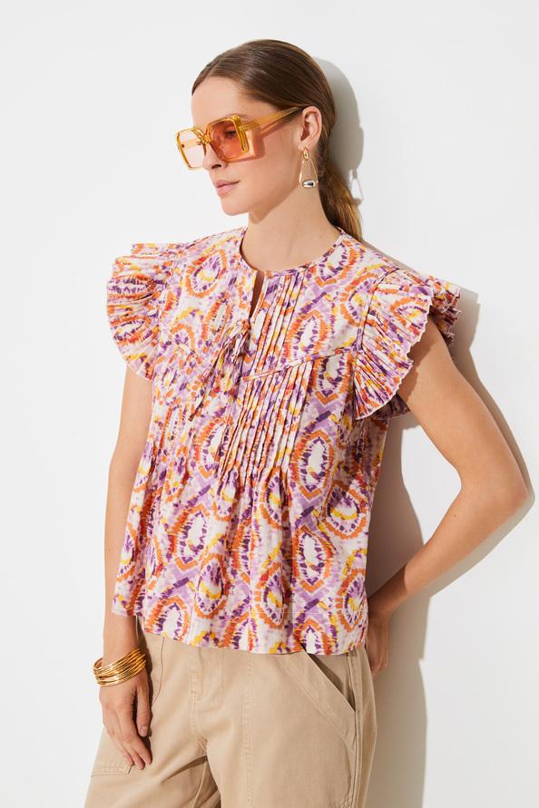 Suncoo Laurore Blouse Courte à Imprimé Arabesque