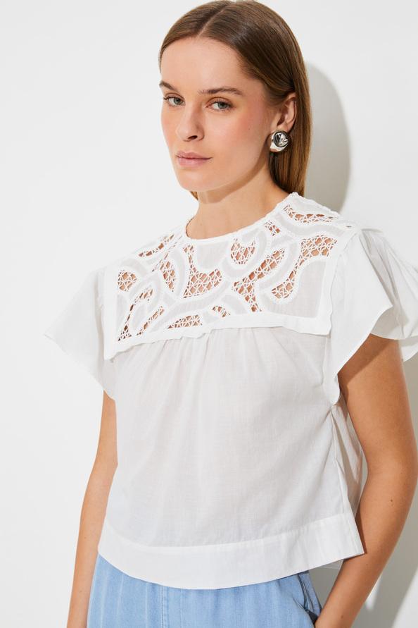 Suncoo Logo Blouse Courte Détail Guipure