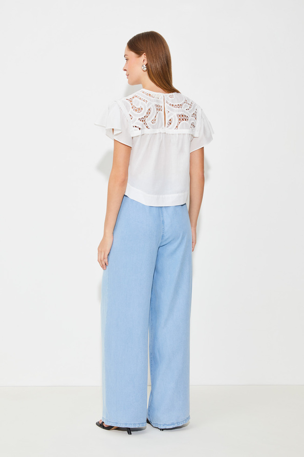 Suncoo Logo Blouse Courte Détail Guipure