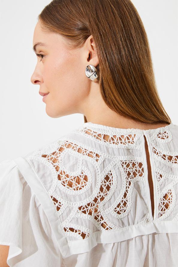 Suncoo Logo Blouse Courte Détail Guipure