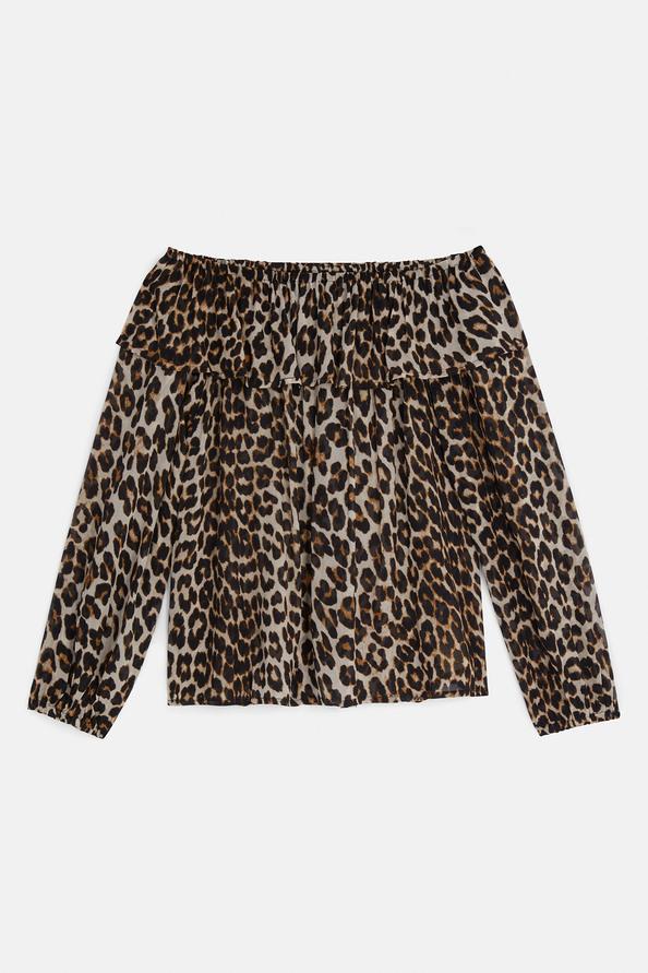 Suncoo Lola Blouse Col Bardot à Imprimé Léopard