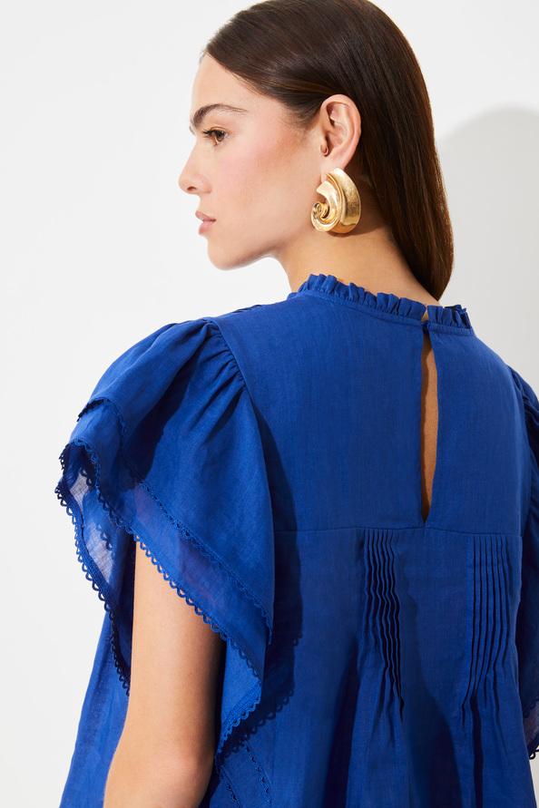 Suncoo Love Blouse En Voile De Lin Brodé à Volants