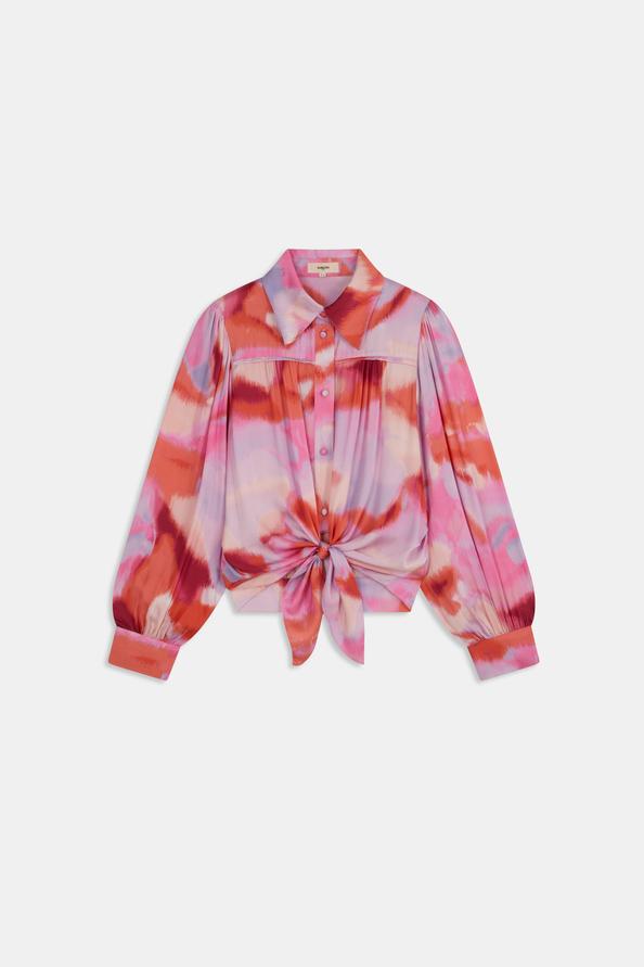 Suncoo Luna Blouse Fluide Nouée à Imprimé Fuchsia
