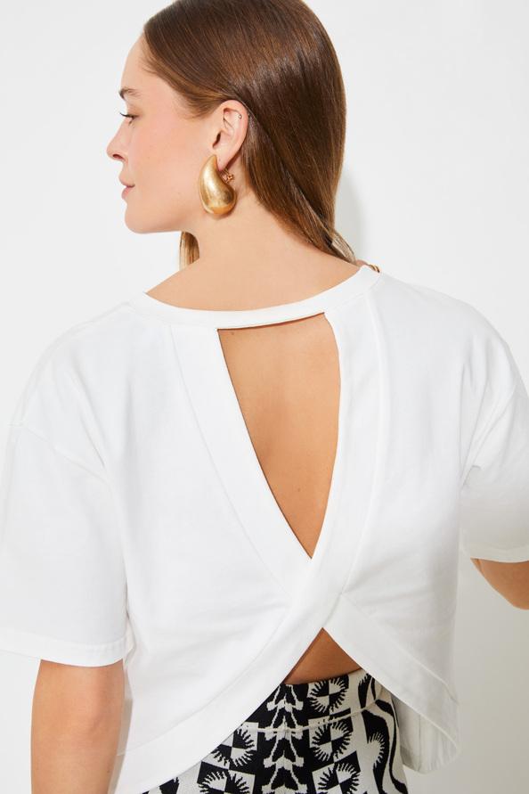 Suncoo Marti Tee-shirt Blanc Uni Ouvert Au Dos