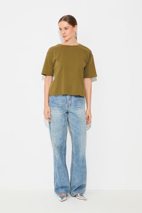 suncoo Marti Tee-shirt kaki uni ouvert au dos