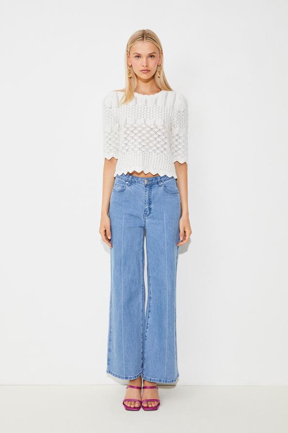 suncoo Panach Pull ajouré festonné