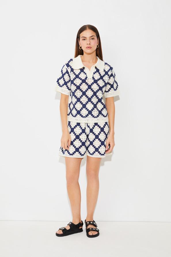 suncoo Perisol Pull polo en crochet bicolore