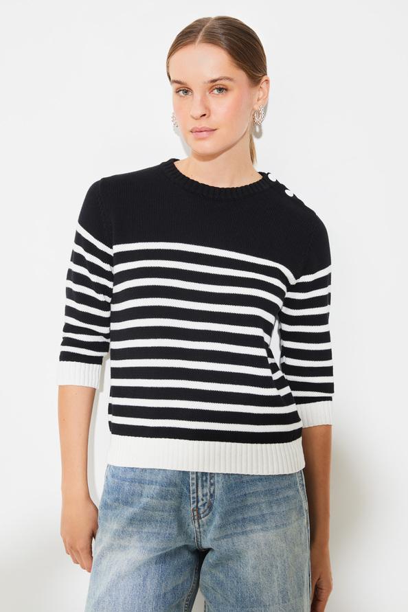 Suncoo Peroza Pull Noir Et Blanc à Rayures