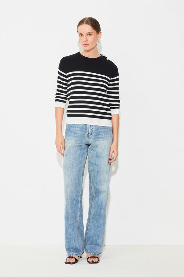 suncoo Peroza Pull noir et blanc à rayures