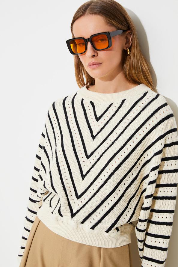 Suncoo Pheana Pull à Rayures Ajourées