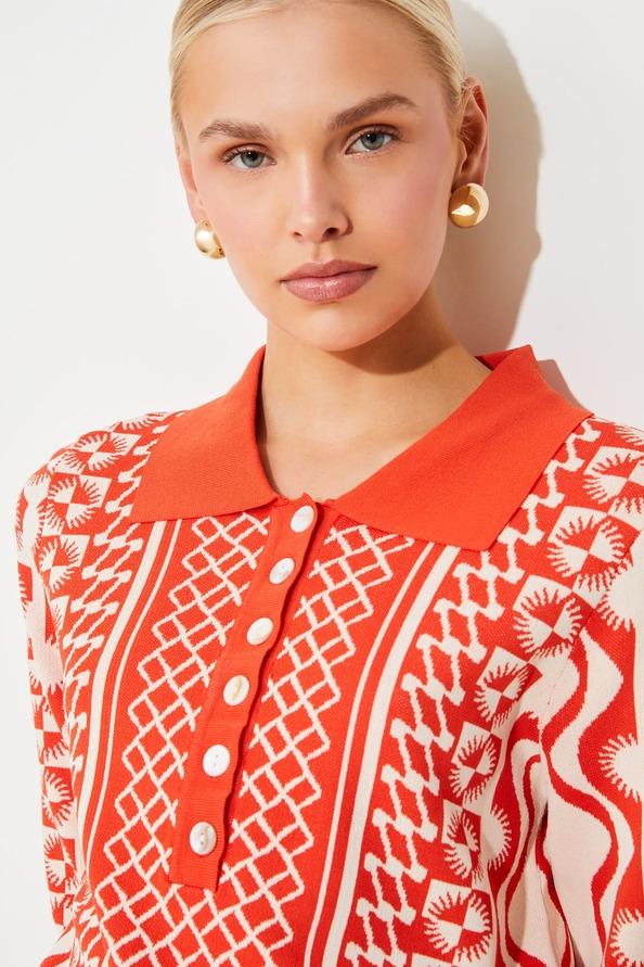 Suncoo Polka Polo En Jacquard Boutonné