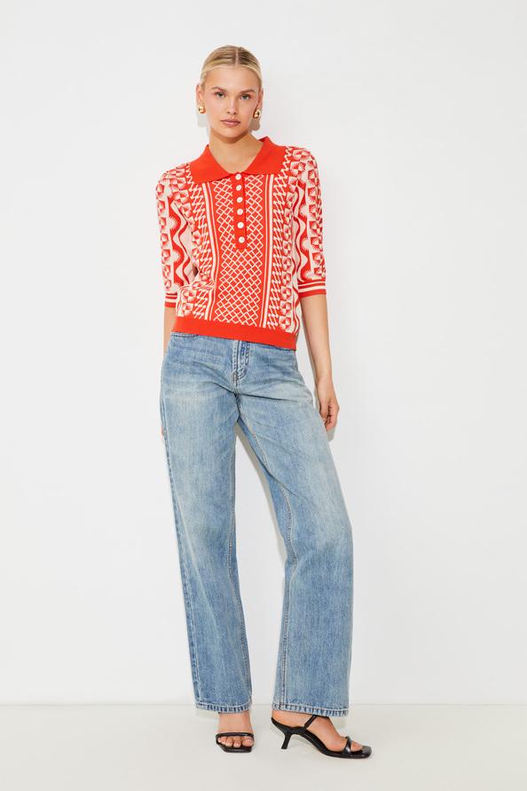 suncoo Polka Polo en jacquard boutonné