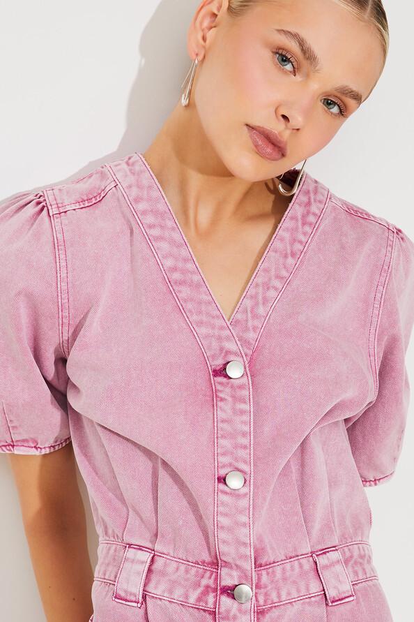 Suncoo Talian Combinaison Pantalon En Denim Rose