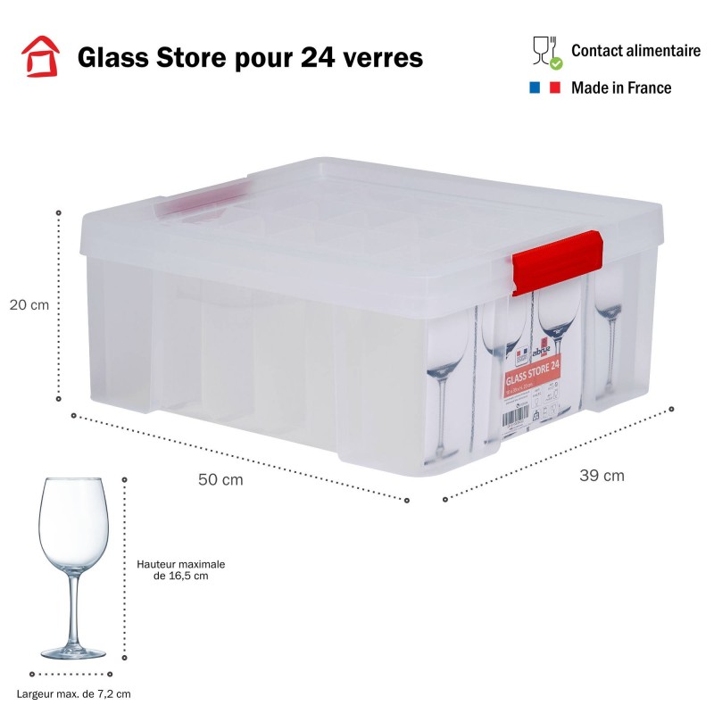 Sundis Lot De 1 Boîte De Rangement Pour Verres à Pied GLASS STORE + 2 Boîtes De Rangement Pour Flûtes à Champagne CHAMP STORE
