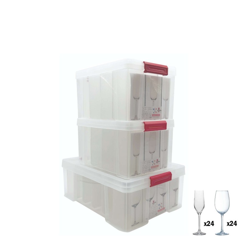 sundis Lot de 1 boîte de rangement pour verres à pied GLASS STORE + 2 boîtes de rangement pour flûtes à champagne CHAMP STORE sundis Lot de 1 boîte de rangement pour verres à pied GLASS STORE + 2 boîtes de rangement pour flûtes à champagne CHAMP STORE