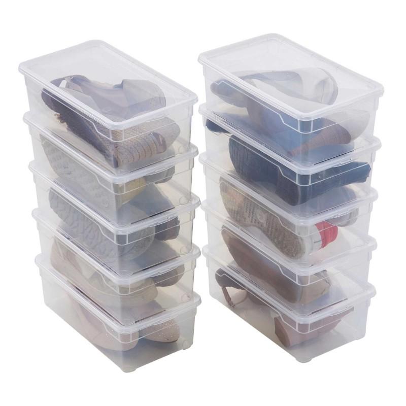 sundis Lot de 10 boîtes de rangement 5L pour chaussures en plastique transparent avec couvercle CLEAR BOX sundis Lot de 10 boîtes de rangement 5L pour chaussures en plastique transparent avec couvercle CLEAR BOX